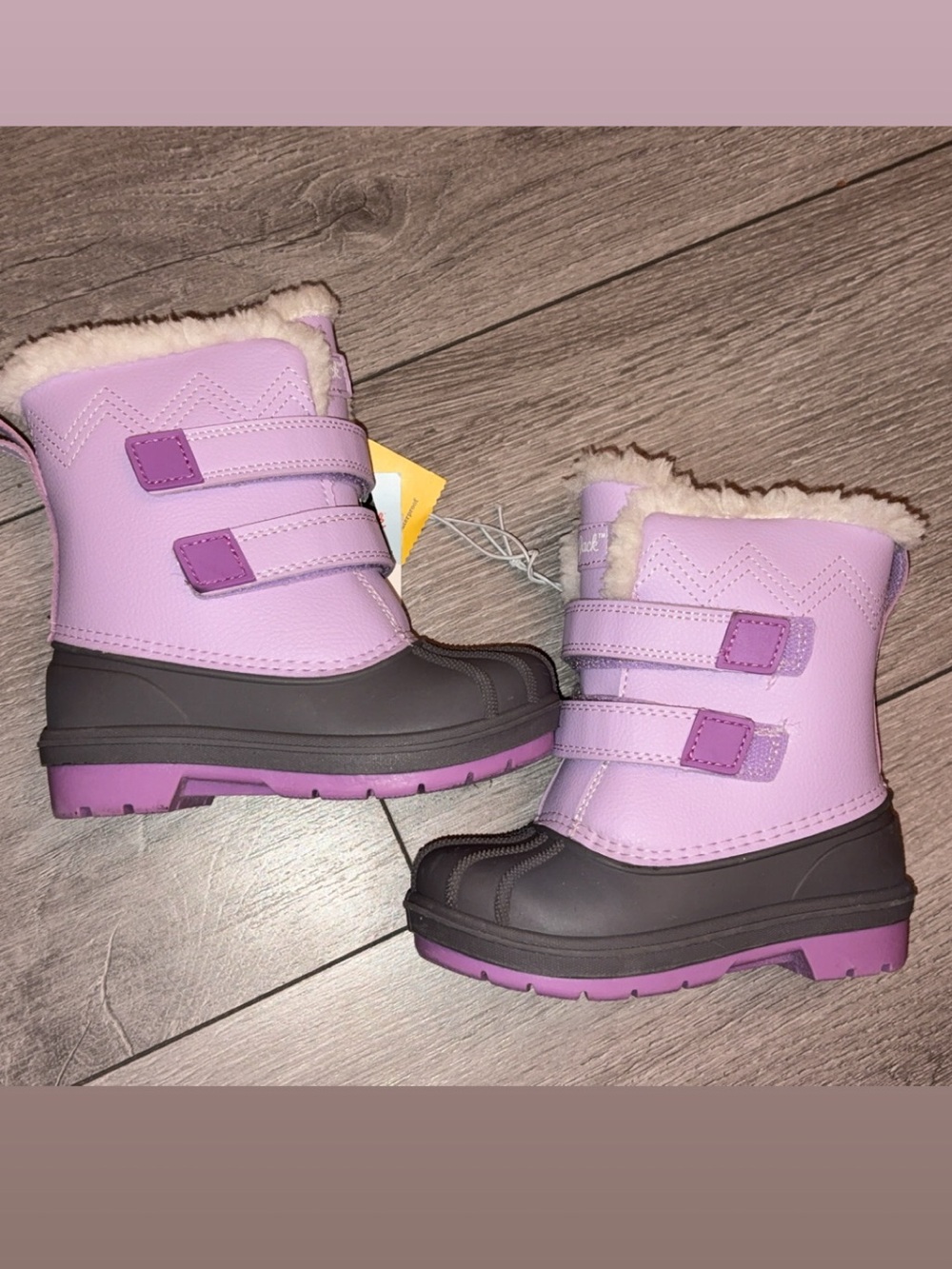 Cat & Jack Denver Girls Snow Boots Waterproof Faux Fur Purple/Gray 8 Brand New!